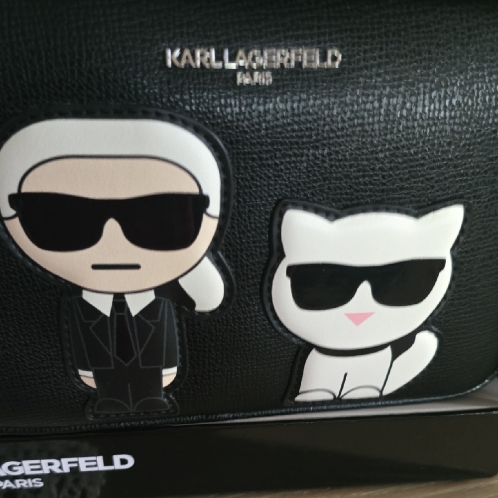 Karl Lagerfeld Black Camera Bag & Cat Keychain Set - Black & White Gift Set ❤️ - Picture 4 of 14